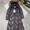 Moncler New Knee-Length Women's Down Jacket in Grey